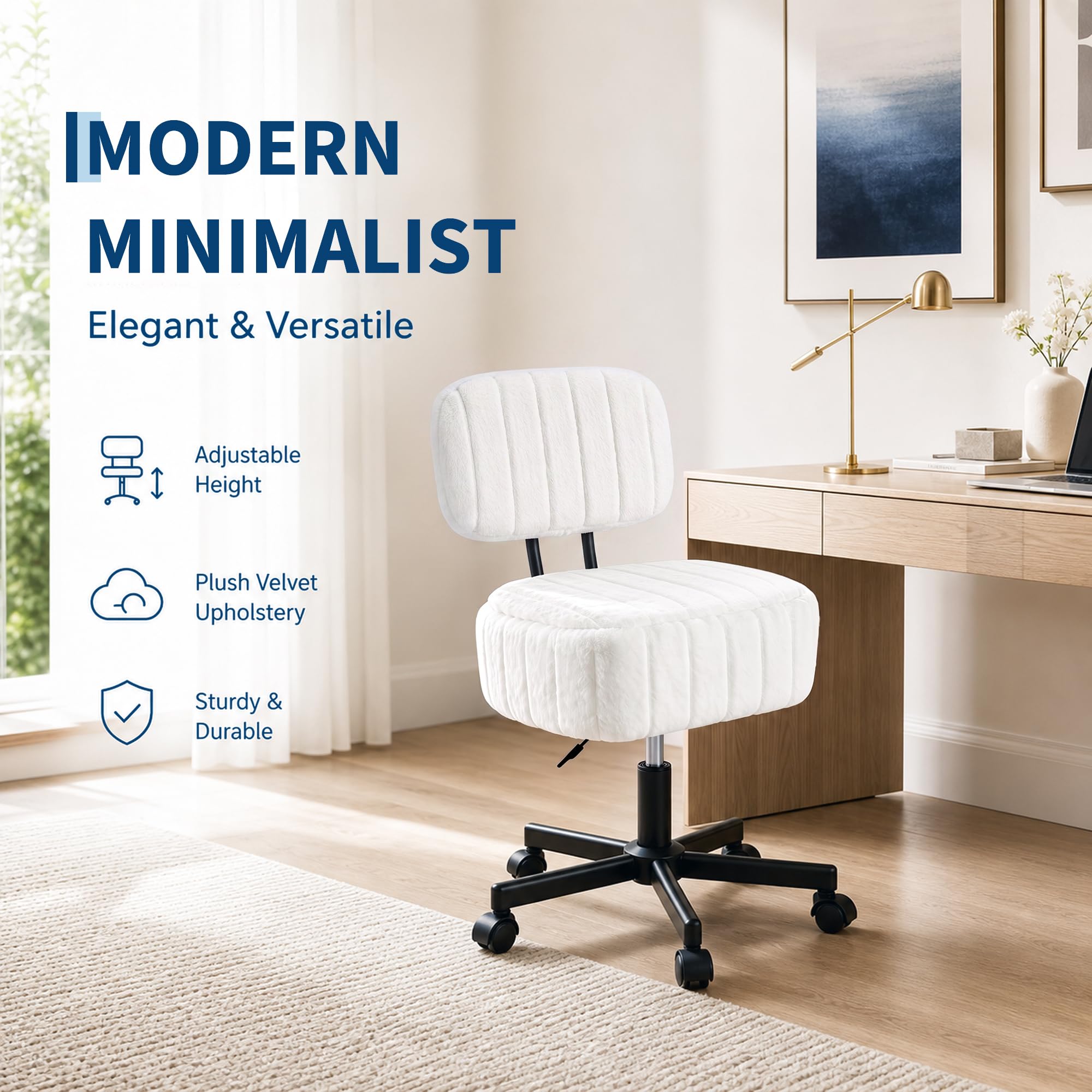 Office Stool - Chaise de coiffeuse avec rangement, tabouret