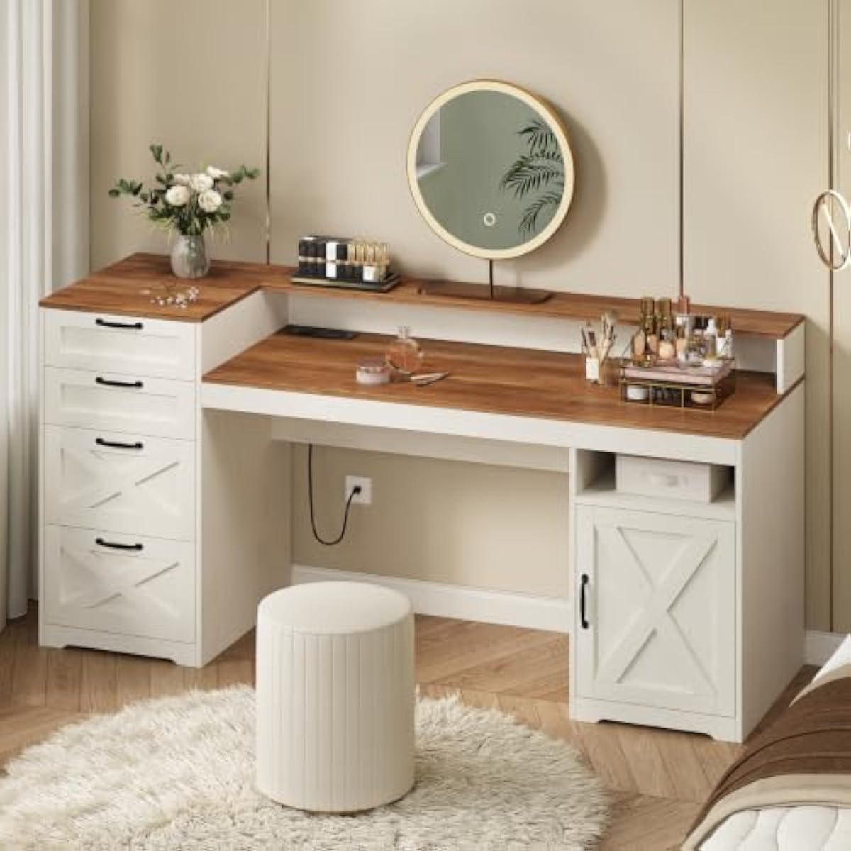 Bureau en bois composite blanc - Printer Stand avis et prix