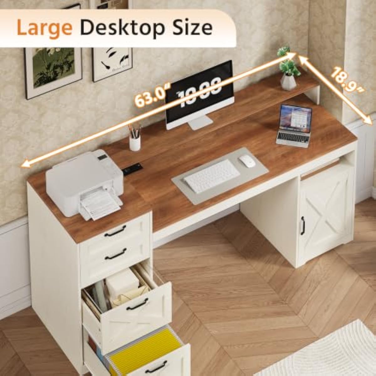 Bureau en bois composite blanc - Printer Stand avis et prix